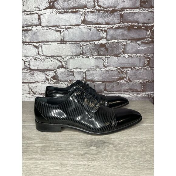 F. Crunell Vero Cuoio Black Leather Cap Toe Designer Dress Shoes Men 42EU/9M US - Picture 13 of 16